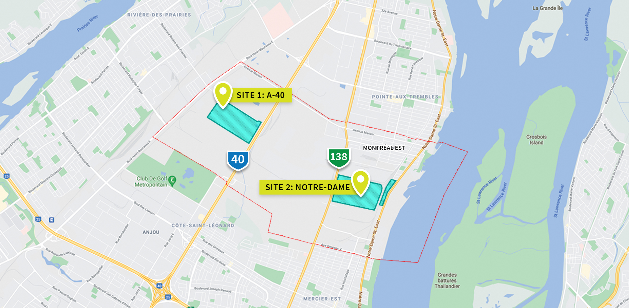 Site locations map